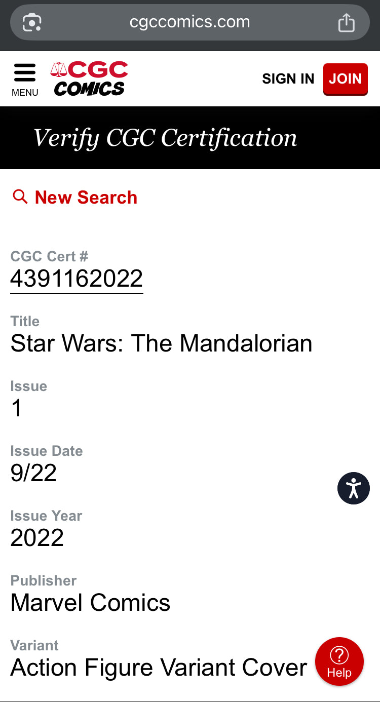 Star Wars: The Mandalorian #1 Graded 9.8 CGC Marvel Comic Book Toy Variant (Copy)