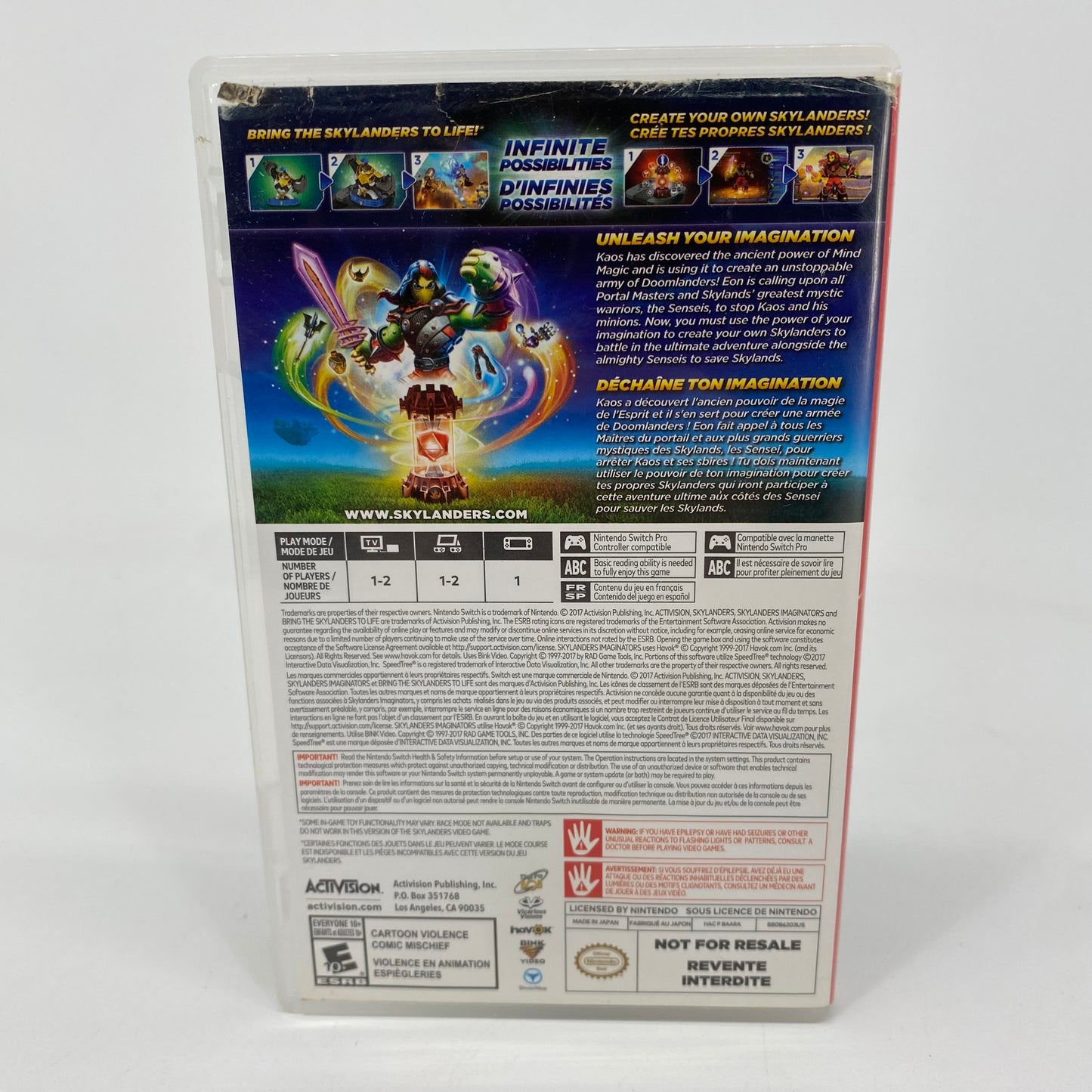 Skylanders Imaginators Nintendo Switch Game Cartridge & Creation Crystal Tested