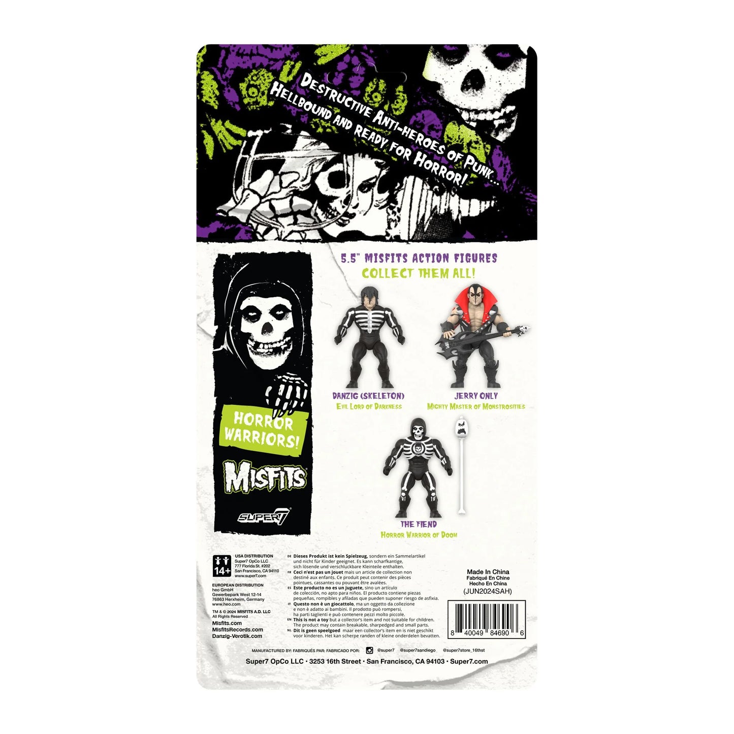 Jerry Only with Bass Vintage Figures Wave 1 Super 7 Misfits NEW Skull