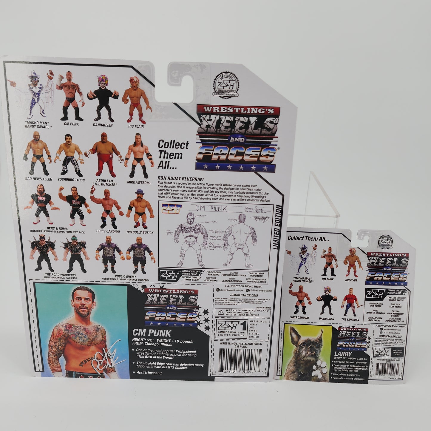CM Punk AND Larry set Zombie Sailor Toys Retro Style Hasbro WWE