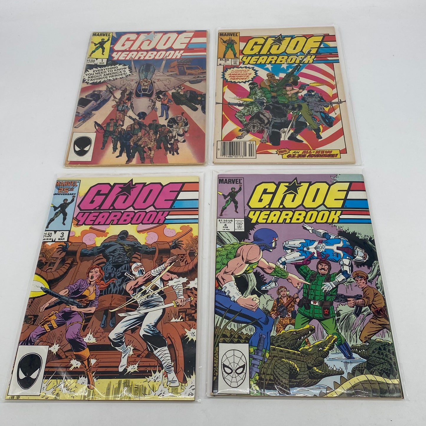GI JOE YEARBOOK #1 2 3 4 1985 Marvel Complete Set 4 Comic Book Lot