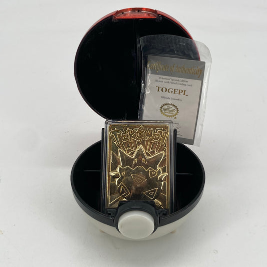 23K Gold Plated TOGEPI Pokemon Trading Card w/COA & Pokeball #175