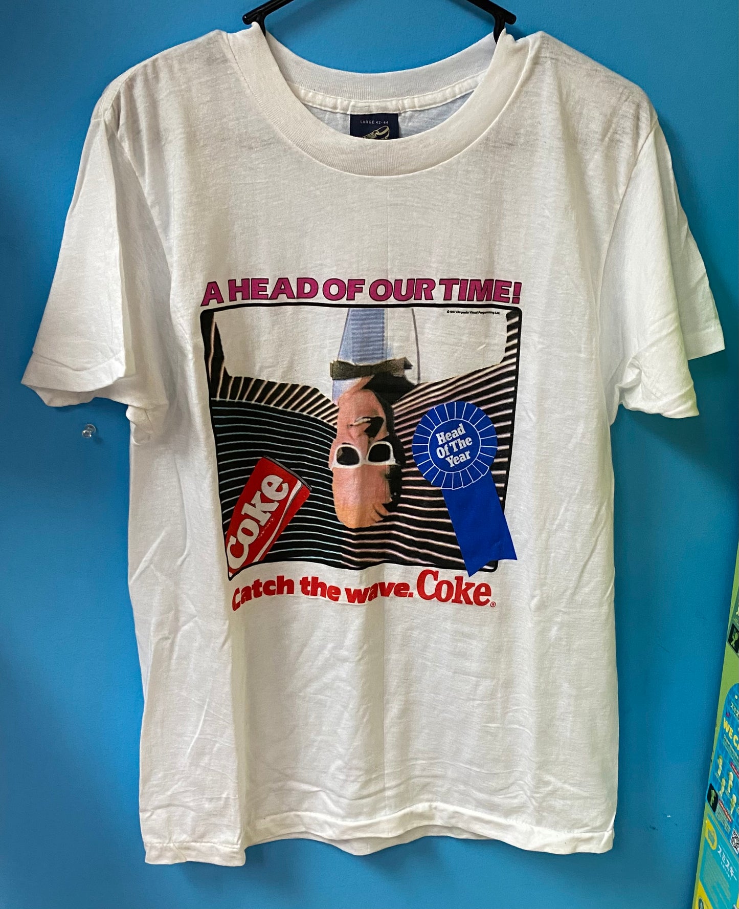 Max Headroom A Head Of Our Time "Catch The Wave" Coke Promo 1987 T-Shirt Size L