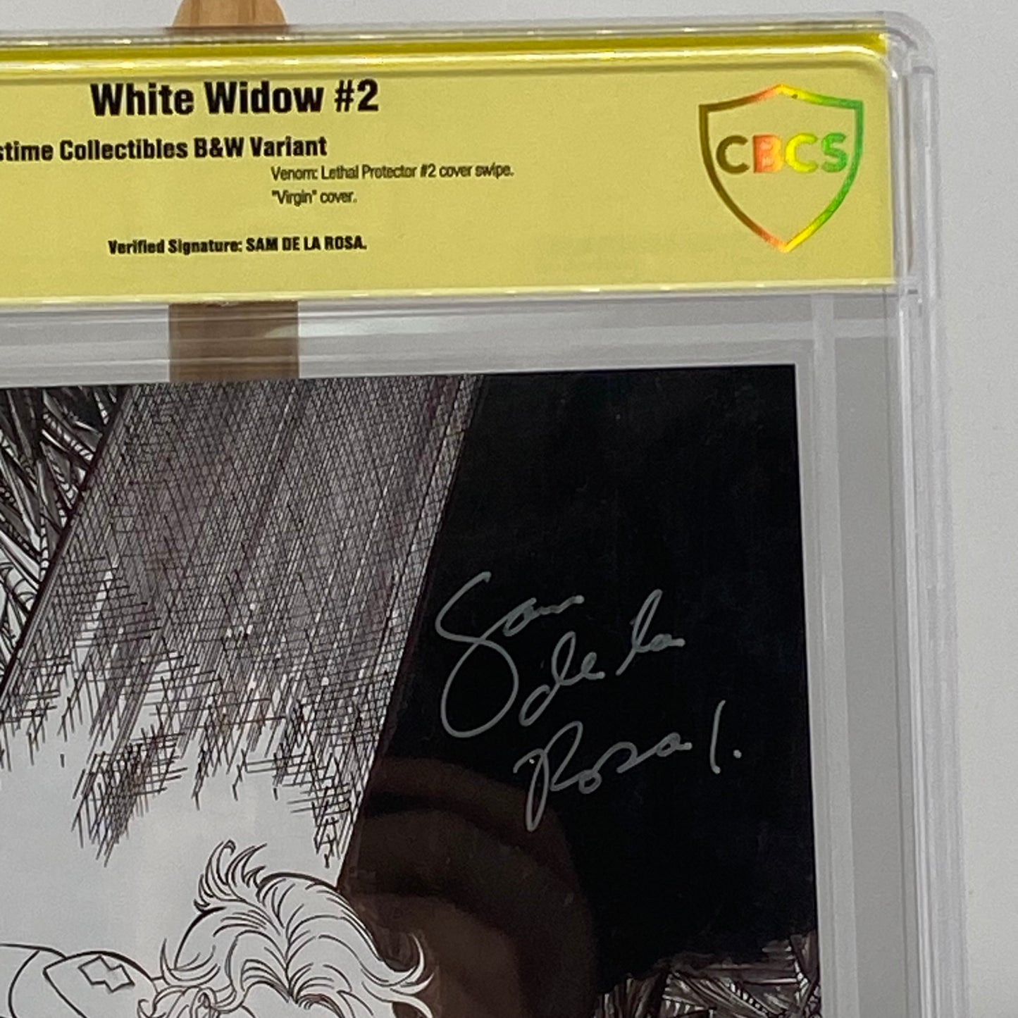 White Widow #2 Graded 9.6 Comic Book CBCS Signed B&W Virgin Cover Sam Se La Rosa