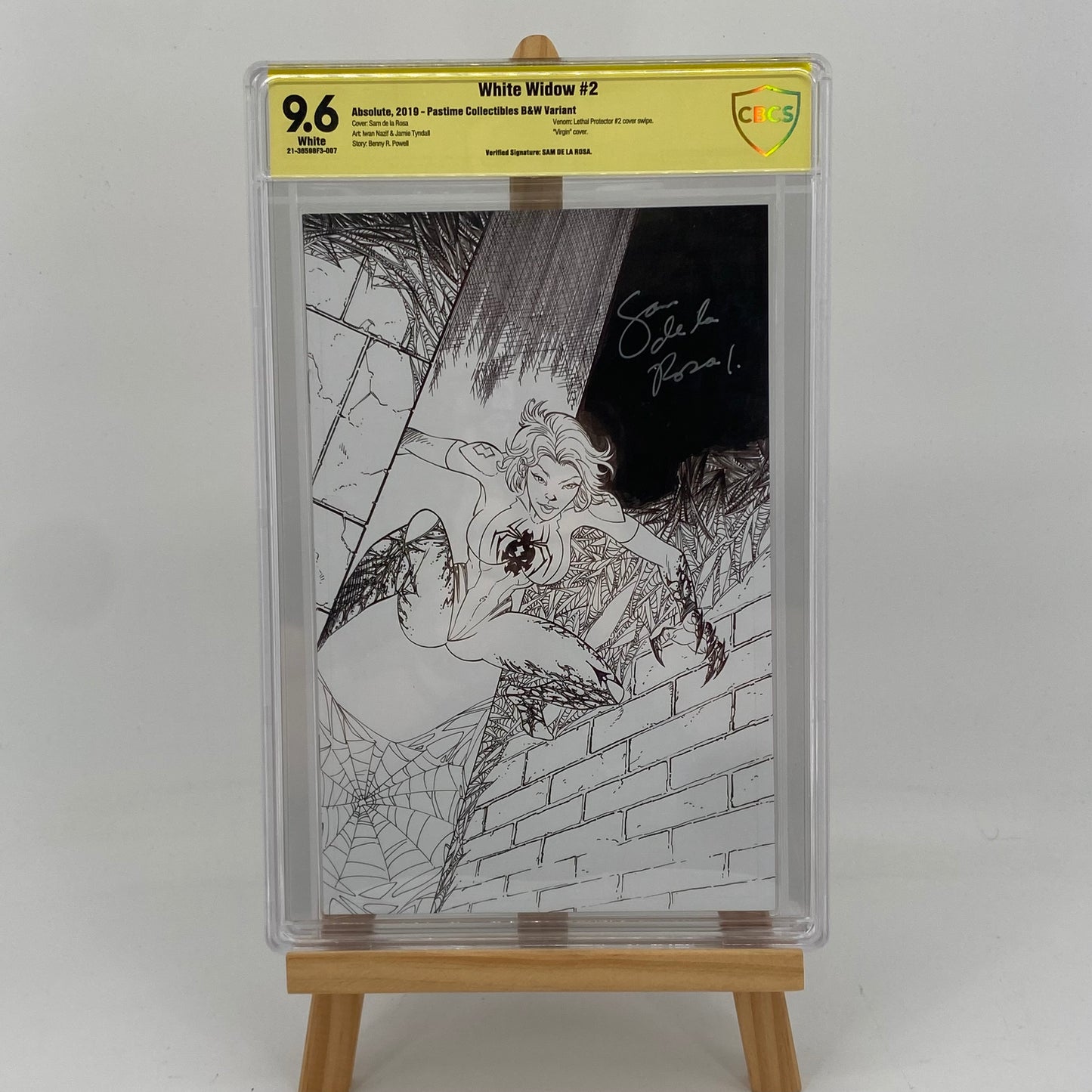 White Widow #2 Graded 9.6 Comic Book CBCS Signed B&W Virgin Cover Sam Se La Rosa
