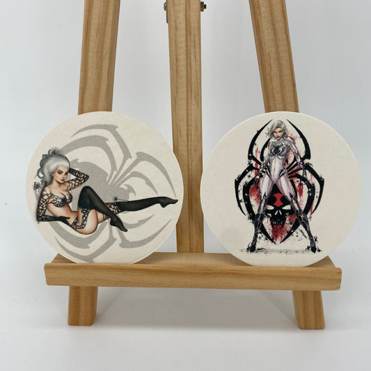 White Widow Cardboard Coaster Set of 2 Kickstarter Exclusive NEW Comic Book