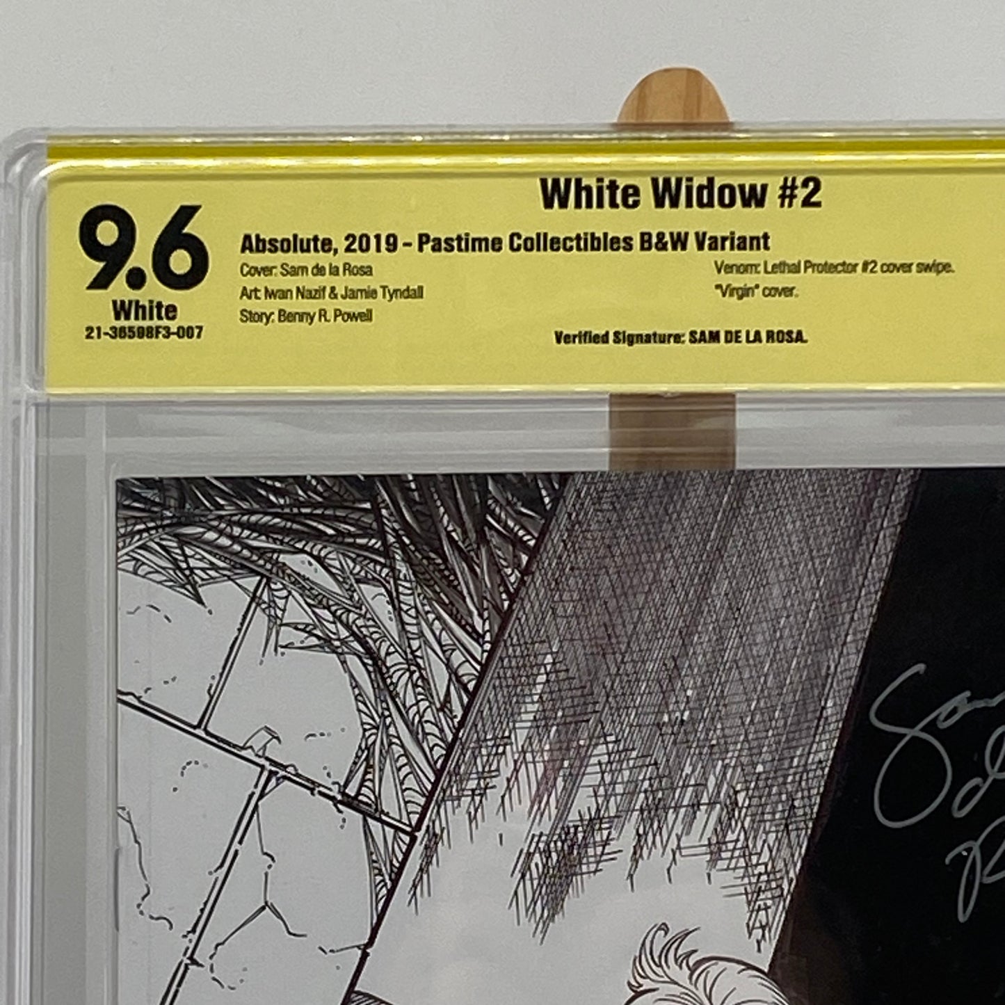 White Widow #2 Graded 9.6 Comic Book CBCS Signed B&W Virgin Cover Sam Se La Rosa