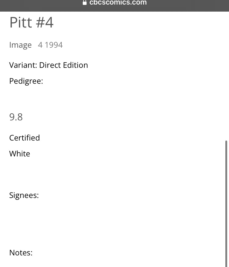 Pitt #4 Graded 9.8 Comic Book CBCS 1994 Image Comics Scott Williams