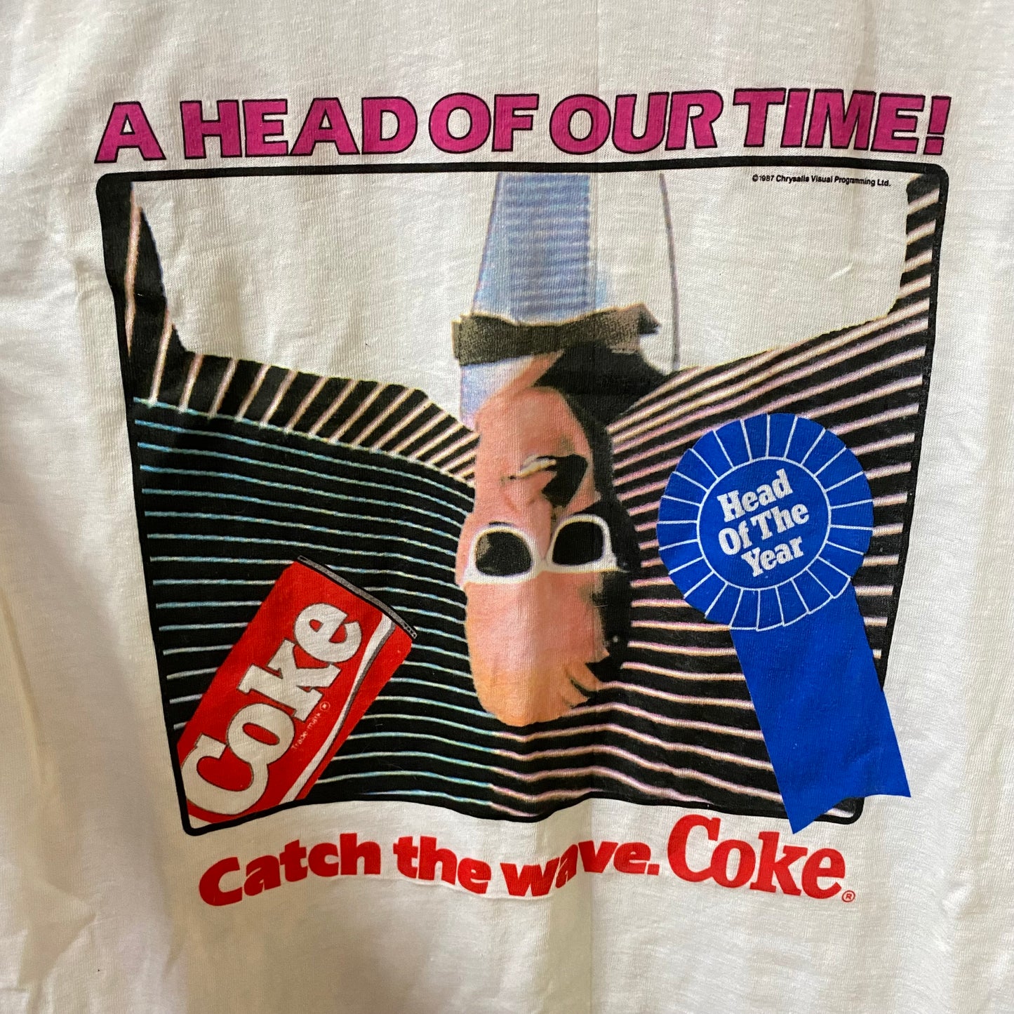 Max Headroom A Head Of Our Time "Catch The Wave" Coke Promo 1987 T-Shirt Size L