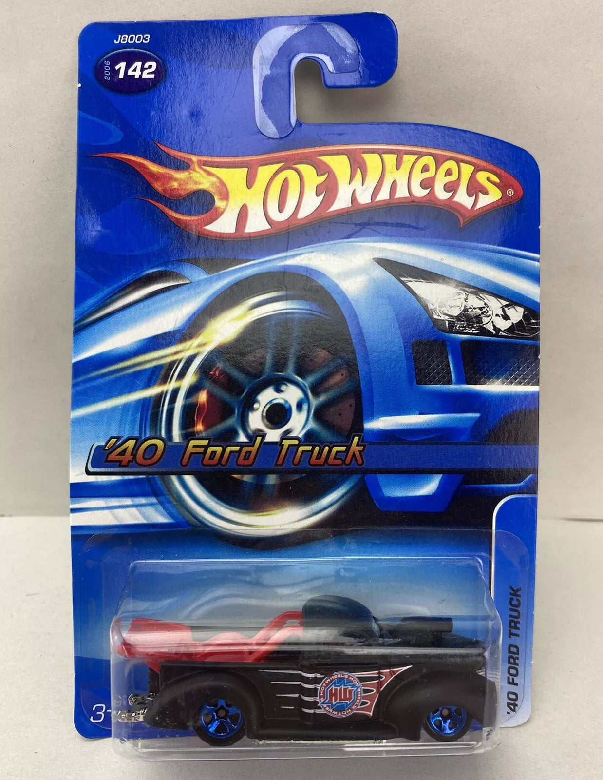 Hot Wheels #142 '40 Ford Truck Flat Black w/ Blue 5SPs 2006 Mainline
